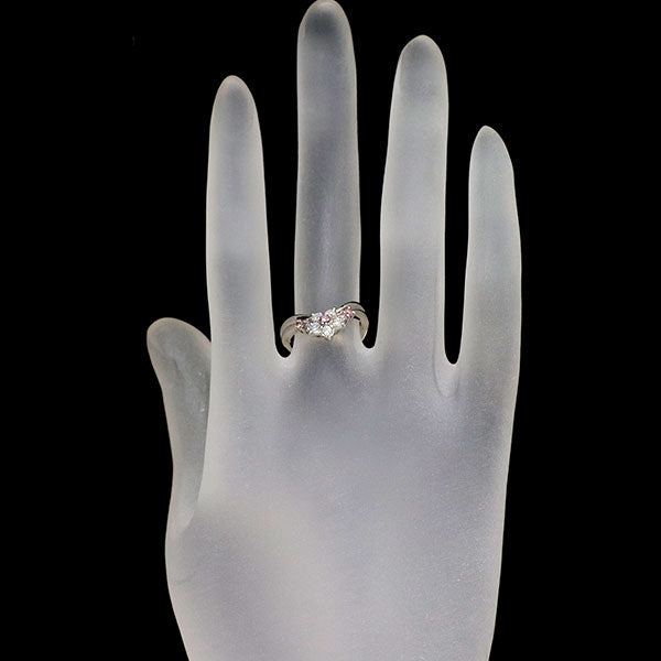 Pt900 天然ピンク ダイヤモンド リング 0.167ct D0.275ct フラワー