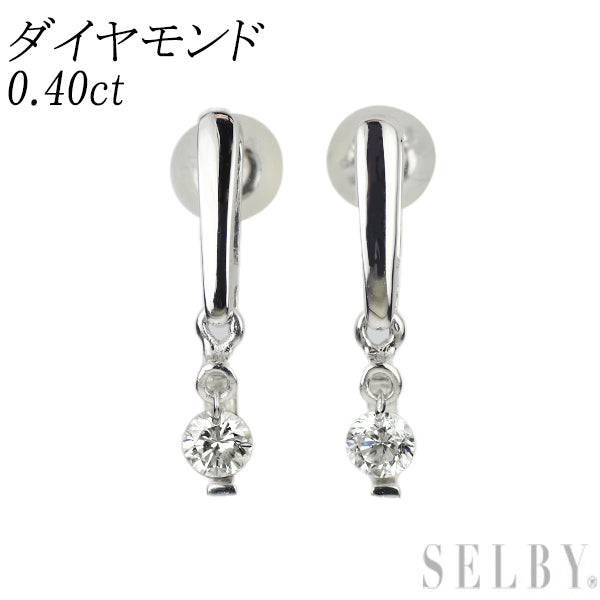 K18WG ストリングホール ダイヤモンド ピアス 0.40ct