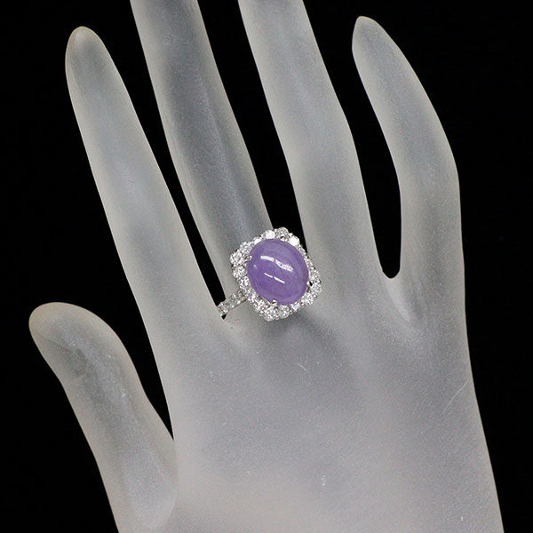 Pt950 ラベンダー翡翠 ダイヤモンド リング 5.731ct D1.40ct