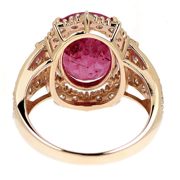K18PG ルベライト ダイヤモンド リング 5.213ct D1.31ct