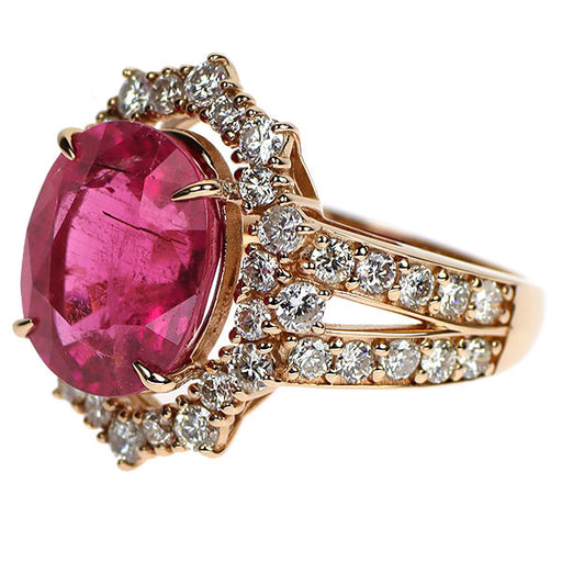 K18PG ルベライト ダイヤモンド リング 5.213ct D1.31ct — セルビー