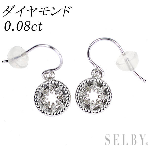 K14WG ダイヤモンド ピアス 0.08ct