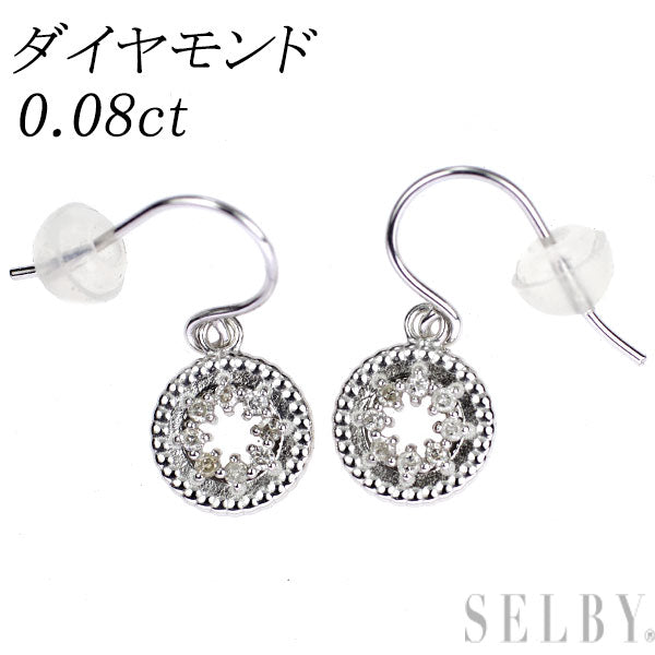K14WG ダイヤモンド ピアス 0.08ct