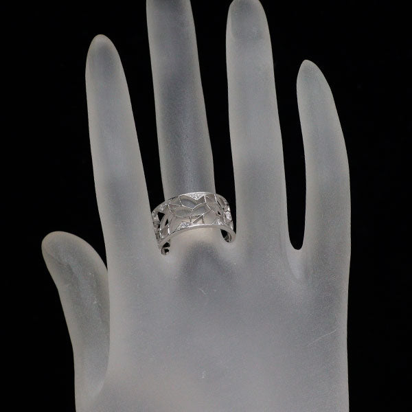 K18WG ダイヤモンド リング 0.06ct リーフ 植物