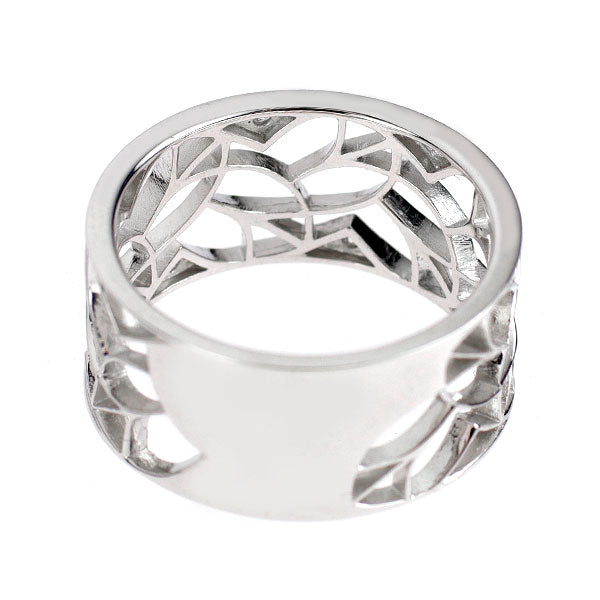 K18WG ダイヤモンド リング 0.06ct リーフ 植物