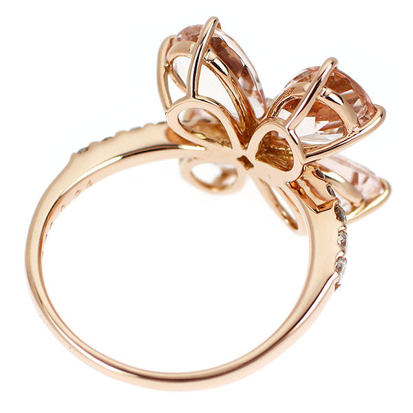 K18PG モルガナイト ダイヤモンド リング 3.69ct D0.24ct フラワー