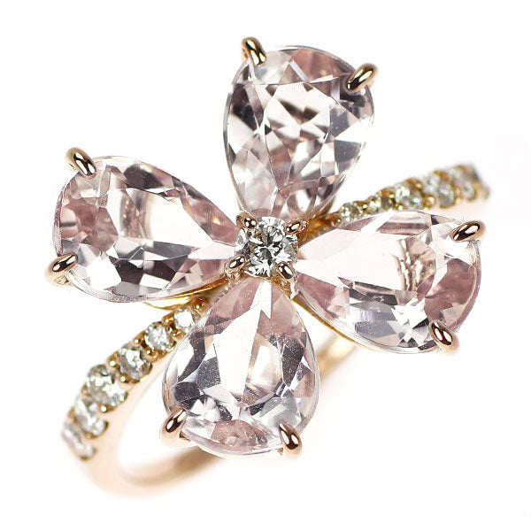 K18PG モルガナイト ダイヤモンド リング 3.69ct D0.24ct フラワー