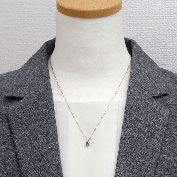 Pt900/ Pt850 ブルージルコン ペンダントネックレス 0.84ct