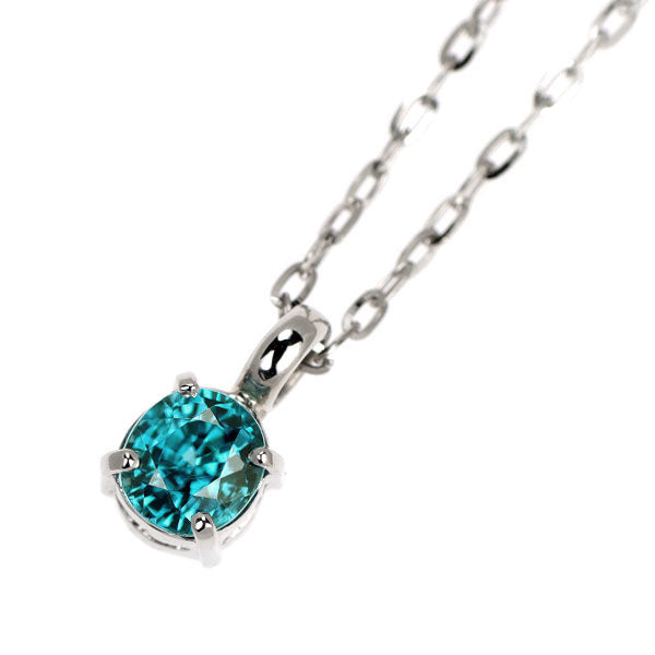 Pt900/ Pt850 ブルージルコン ペンダントネックレス 0.84ct