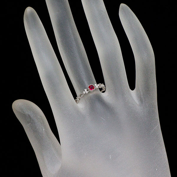 Pt950 ルビー ダイヤモンド リング 0.12ct D0.08ct