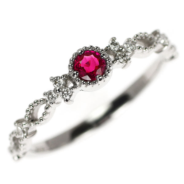Pt950 ルビー ダイヤモンド リング 0.12ct D0.08ct