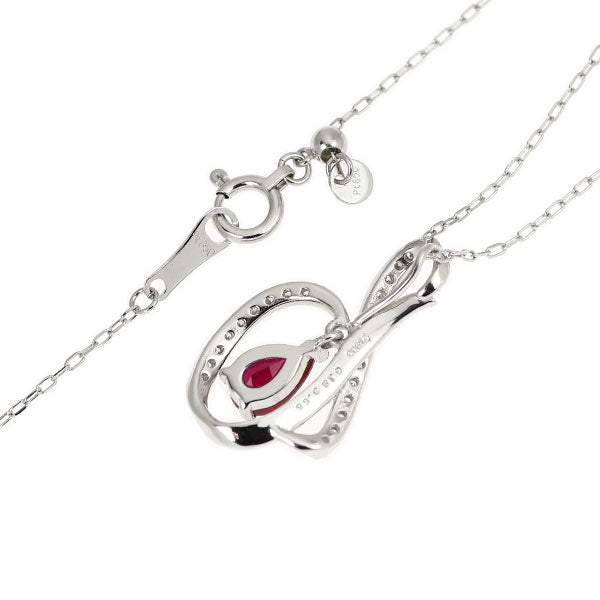 Pt900/ Pt850 ルビー ダイヤモンド ペンダントネックレス 0.55ct D0.18ct
