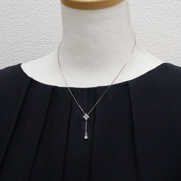 Pt900/ Pt850 ブリオレットカットダイヤモンド ペンダントネックレス 0.581ct D0.428ct