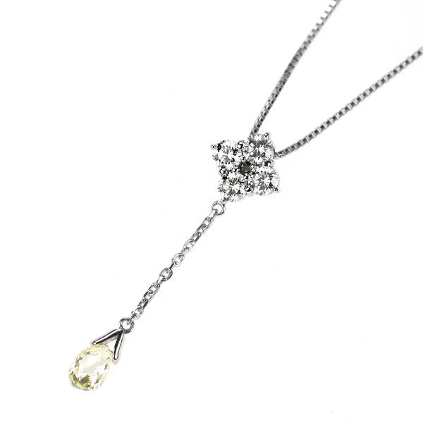 Pt900/ Pt850 ブリオレットカットダイヤモンド ペンダントネックレス 0.581ct D0.428ct