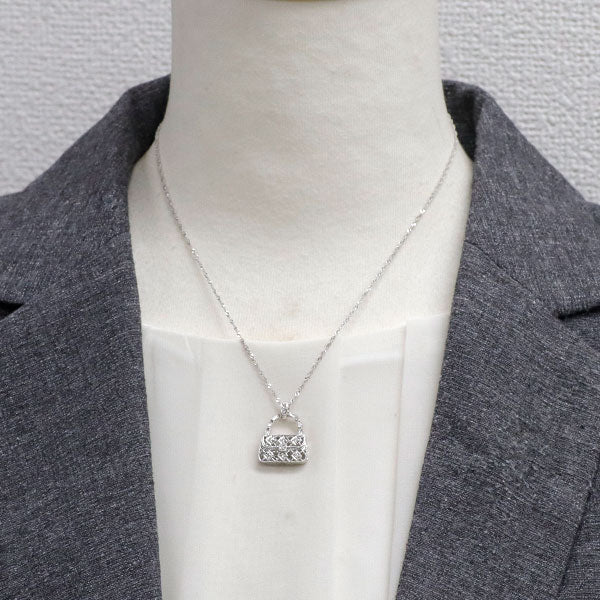 K18WG/ Pt850 ダイヤモンド ペンダントネックレス 0.10ct バッグ
