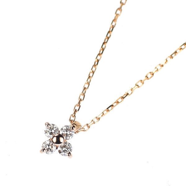 エテ/ete K18PG ダイヤモンド ペンダントネックレス 0.05ct フラワー