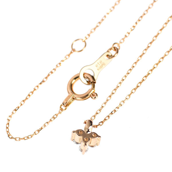 エテ/ete K18PG ダイヤモンド ペンダントネックレス 0.05ct フラワー