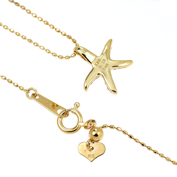 K18YG ダイヤモンド ペンダントネックレス 0.18ct ヒトデ