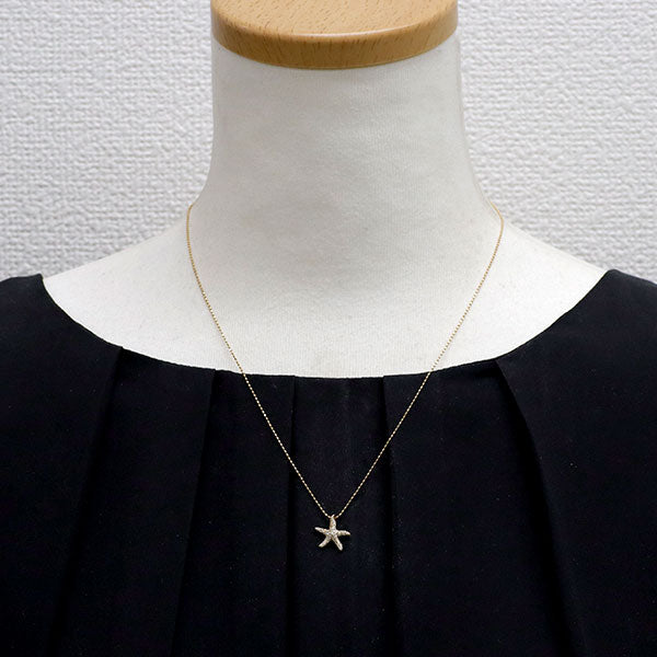 K18YG ダイヤモンド ペンダントネックレス 0.18ct ヒトデ