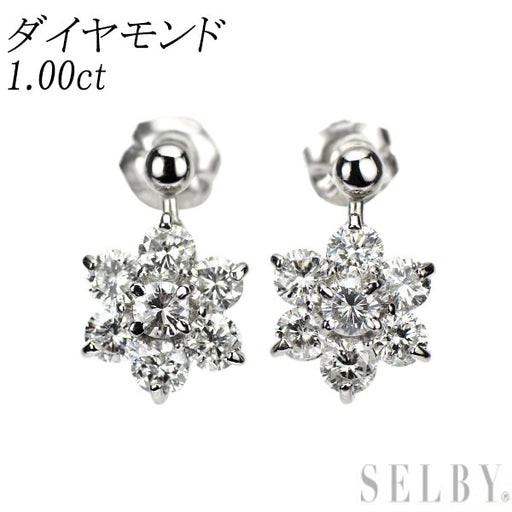 Pt900　ダイヤモンド　ピアス　トータル1.00ct Pt900 ダイヤモンド ピアス 1.00ct フラワー — セルビーオンラインストア
