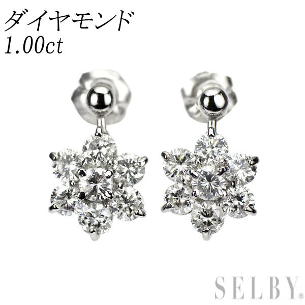 Pt900 ダイヤモンド ピアス 1.00ct  フラワー