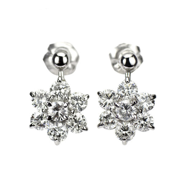 Pt900 ダイヤモンド ピアス 1.00ct  フラワー