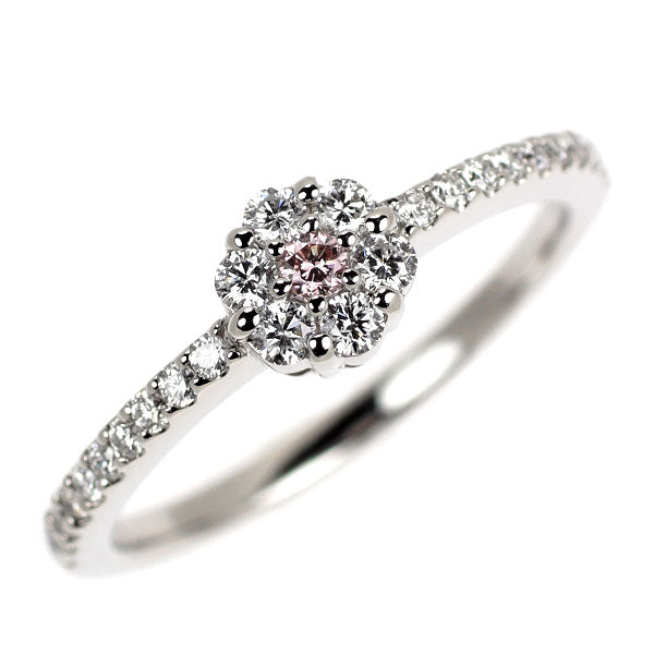 Pt950 天然ピンク ダイヤモンド リング 0.030ct D0.28ct フラワー