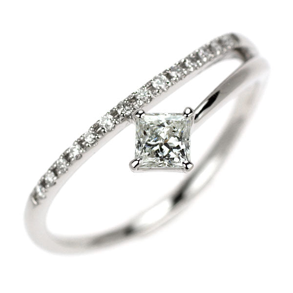 Pt900 プリンセスカット ダイヤモンド リング 0.31ct D IF D0.07ct