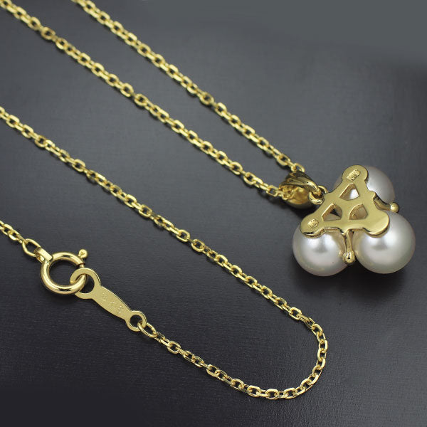 ミキモト K18YG アコヤ 真珠 ダイヤモンド ペンダントネックレス 径約