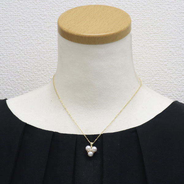極美品【ミキモト】K18YG あこやパール　ダイヤモンド　ペンダント　ネックレス ミキモト K18YG アコヤ 真珠 ダイヤモンド ペンダントネックレス 径約