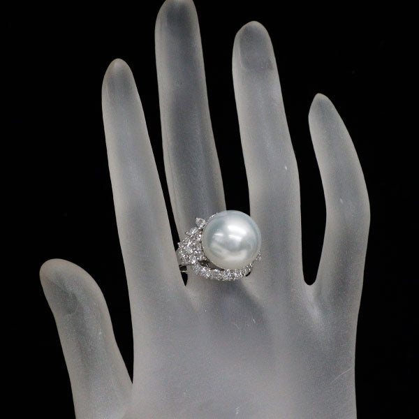 Pt900 白蝶真珠 ダイヤモンド リング 径約15.0mm D2.20ct