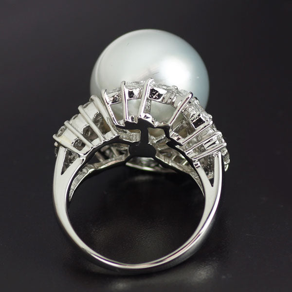 Pt900 白蝶真珠 ダイヤモンド リング 径約15.0mm D2.20ct