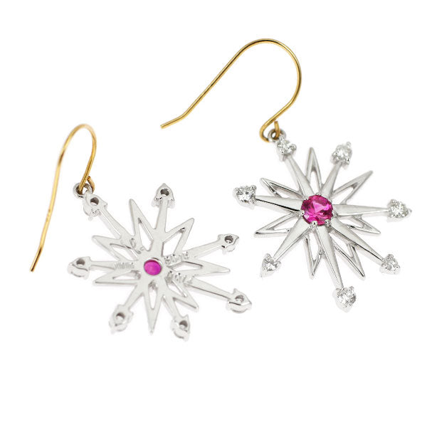 K18YG/WG ピンク サファイア ダイヤモンド ピアス 0.30ct D0.28ct ファイヤーワークス