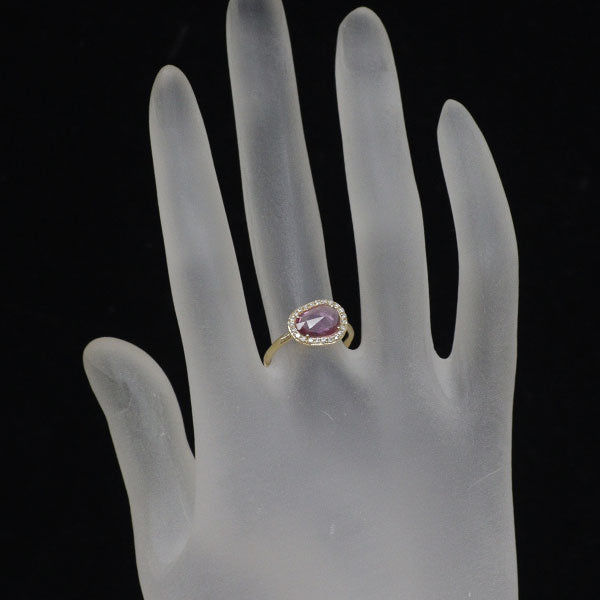 K18YG ピンクサファイア ダイヤモンド リング 1.29ct D0.14ct