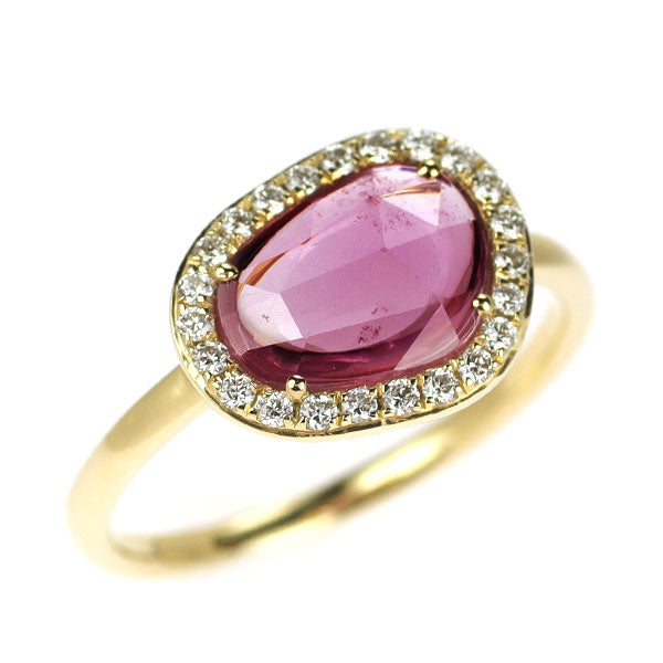K18YG ピンクサファイア ダイヤモンド リング 1.29ct D0.14ct