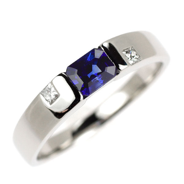 Pt900 サファイア ダイヤモンド リング 0.60ct D0.07ct