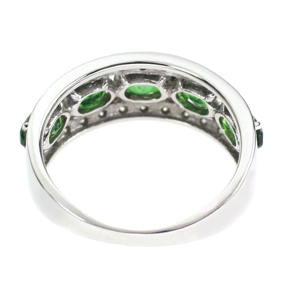 K18WG グリーンガーネット ダイヤモンド リング 1.37ct D0.14ct