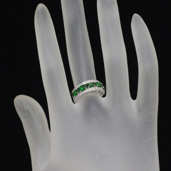 K18WG グリーンガーネット ダイヤモンド リング 1.37ct D0.14ct