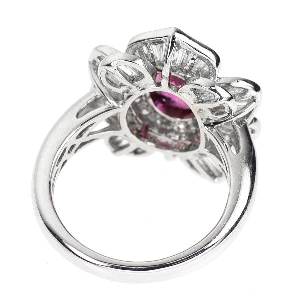 Pt950 モザンビーク産 非加熱 ルビー ダイヤモンド リング 2.057ct D1.93ct