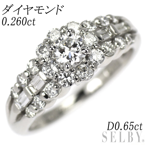Pt900 ダイヤモンド リング 0.260ct D0.65ct