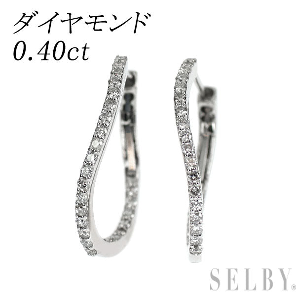 Pt900 ダイヤモンド フープ ピアス 0.40ct