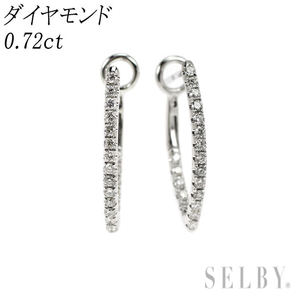K18WG ダイヤモンド ピアス 0.72ct フープ