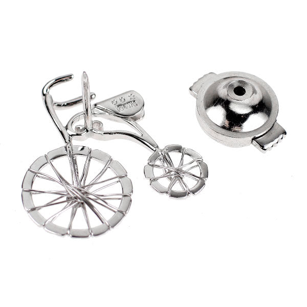 K14WG ダイヤモンド ピンブローチ 0.02ct 自転車ペニーファージング