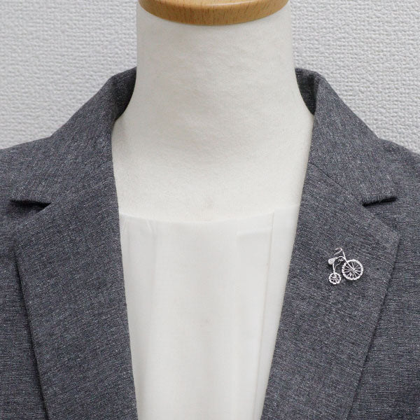 K14WG ダイヤモンド ピンブローチ 0.02ct 自転車ペニーファージング