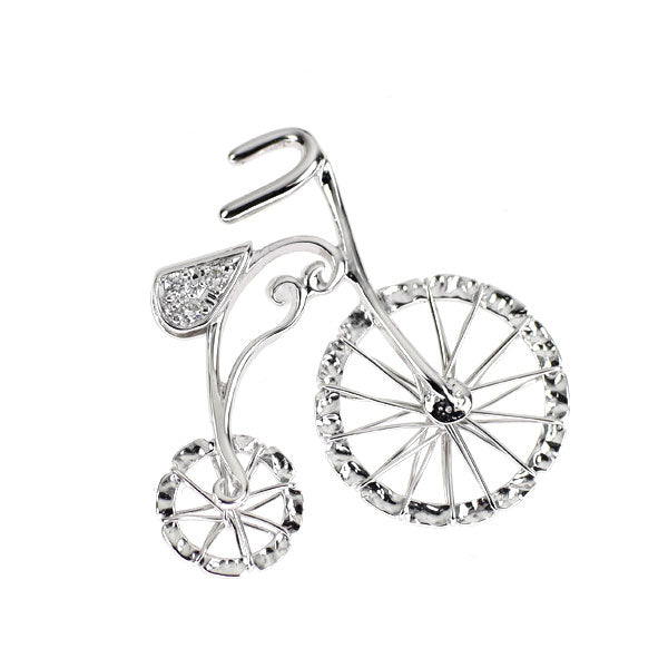 K14WG ダイヤモンド ピンブローチ 0.02ct 自転車ペニーファージング