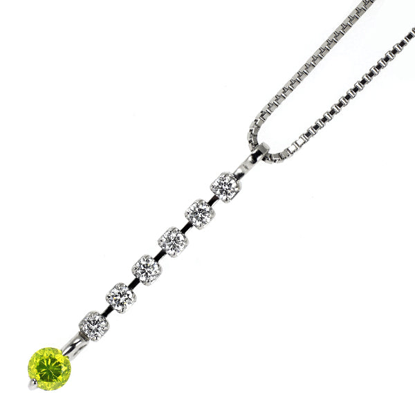 Pt900/ Pt850 トリートイエローグリーンダイヤモンド ペンダントネックレス 0.267ct D0.20ct