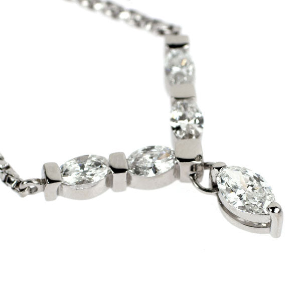 Pt900/ Pt850 マーキス ダイヤモンド ペンダントネックレス 0.97ct