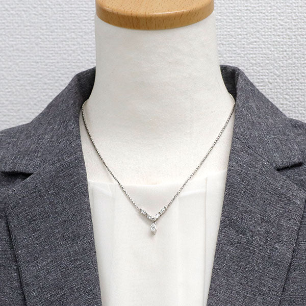 Pt900/ Pt850 マーキス ダイヤモンド ペンダントネックレス 0.97ct