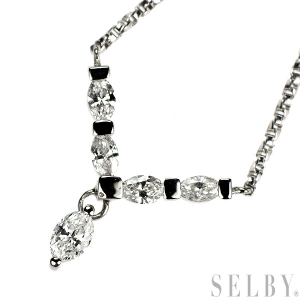 Pt900/ Pt850 マーキス ダイヤモンド ペンダントネックレス 0.97ct