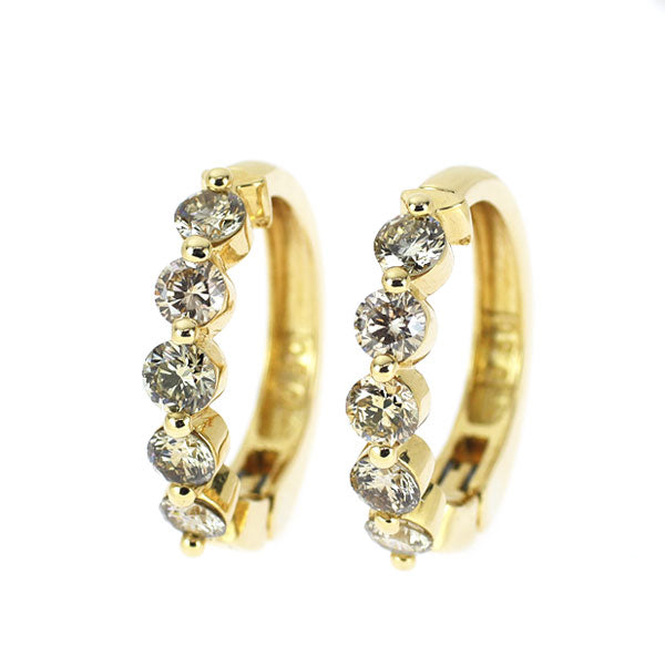 K18YG ダイヤモンド イヤリング 1.00ct フープ